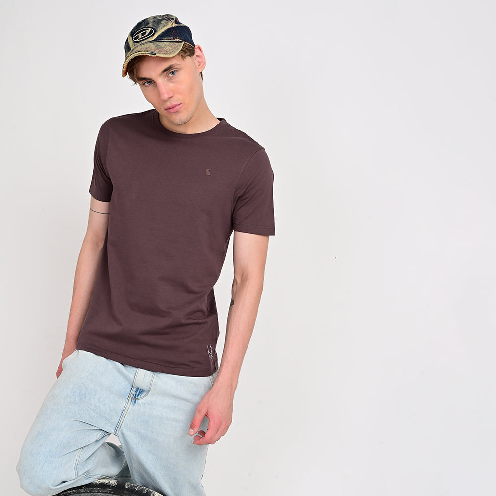 Men's Round Neck Brown T-shirts