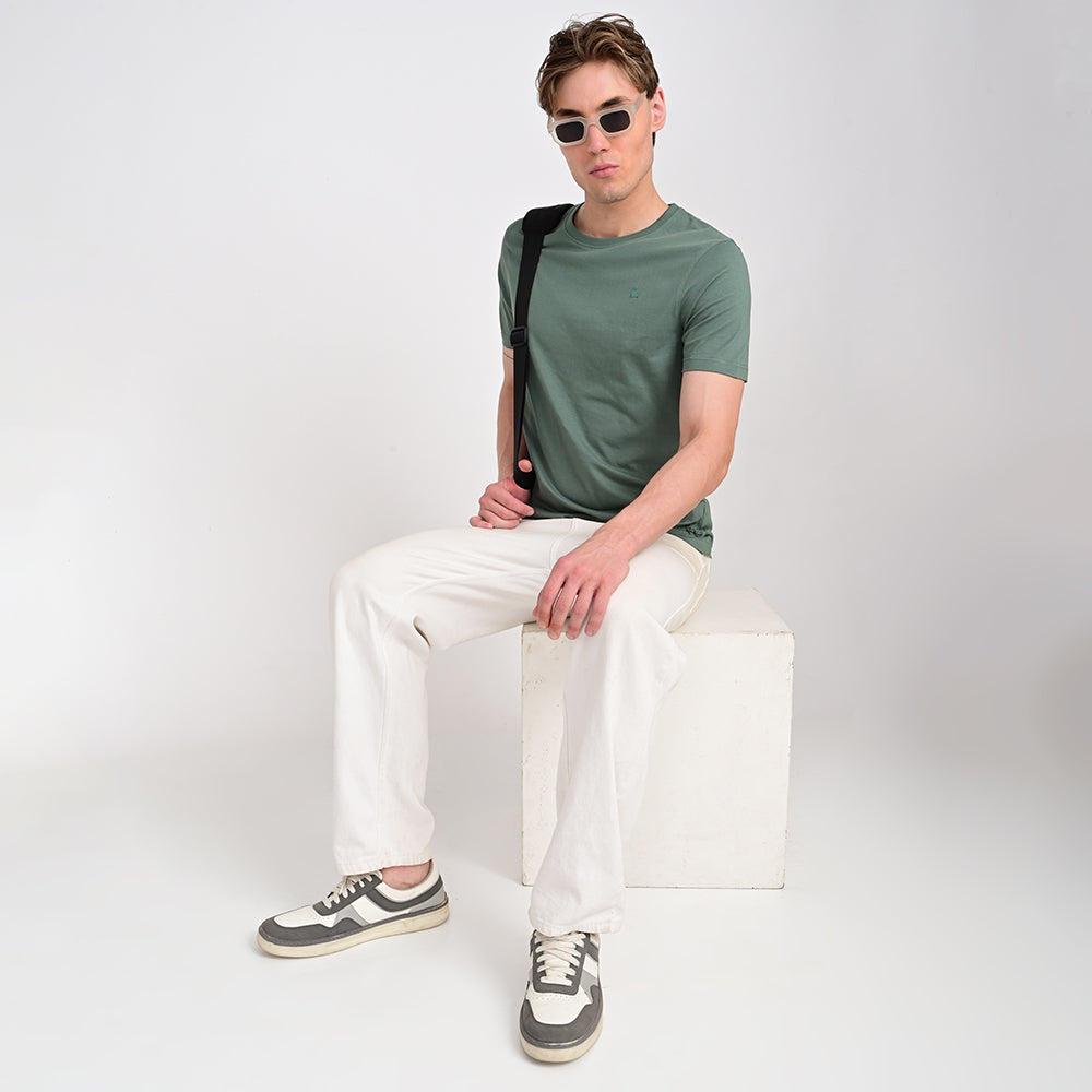 Men's Round Neck Olive T-shirts