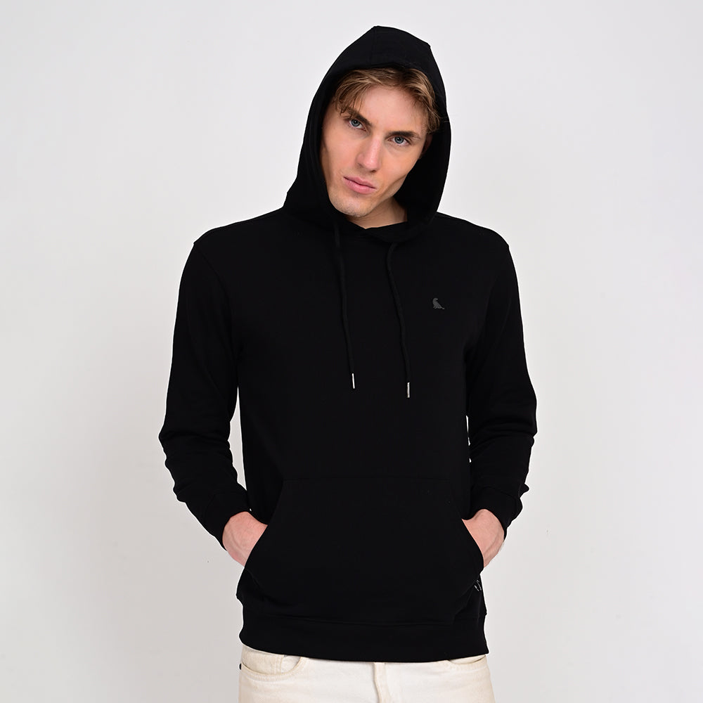 estuna 100% Cotton  – Black Heavy Fabric Men's Hoodie
