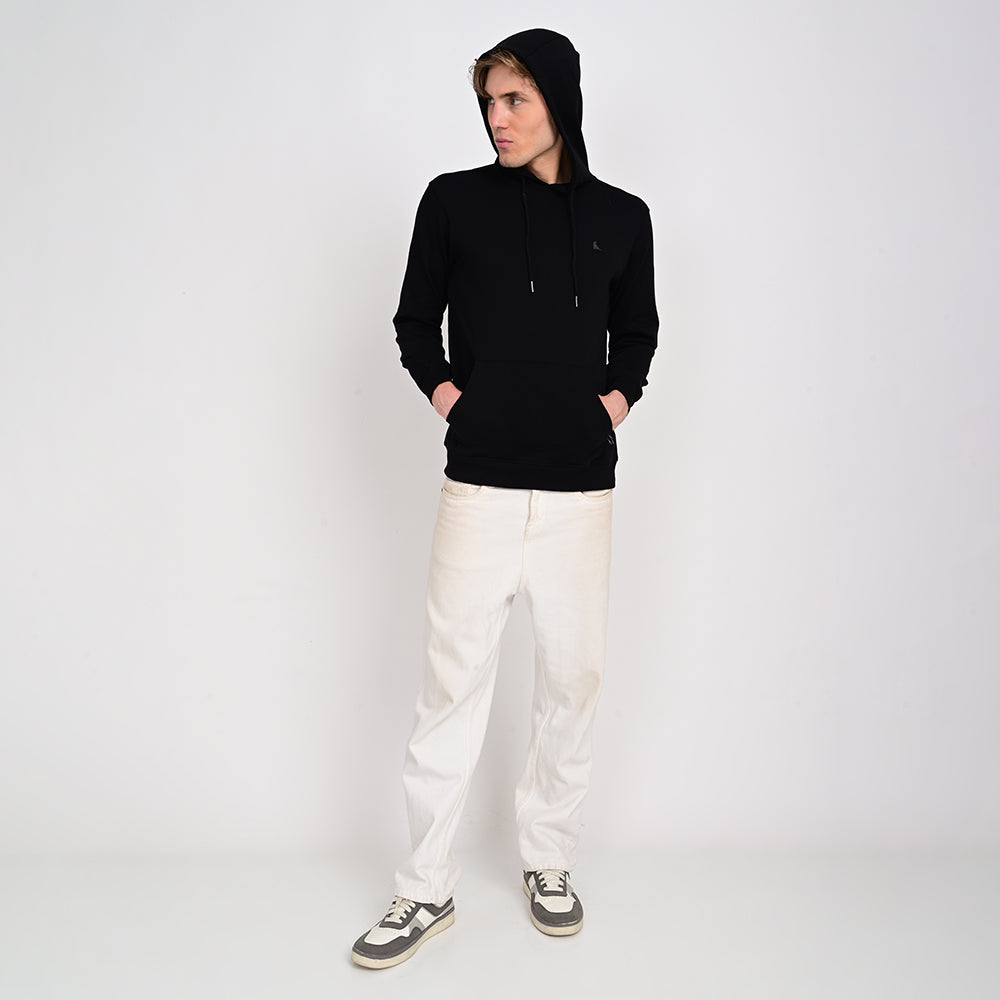 estuna 100% Cotton  – Black Heavy Fabric Men's Hoodie