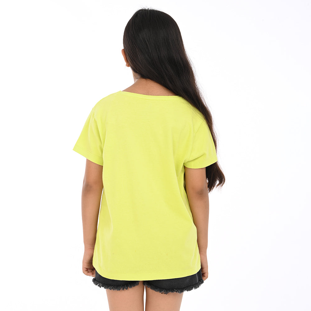 Lime 100% Cotton Crew Neck Girl's T Shirt