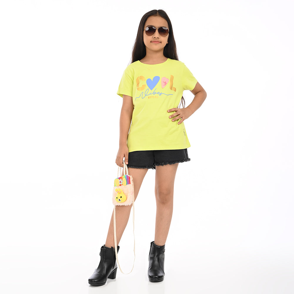 Lime 100% Cotton Crew Neck Girl's T Shirt