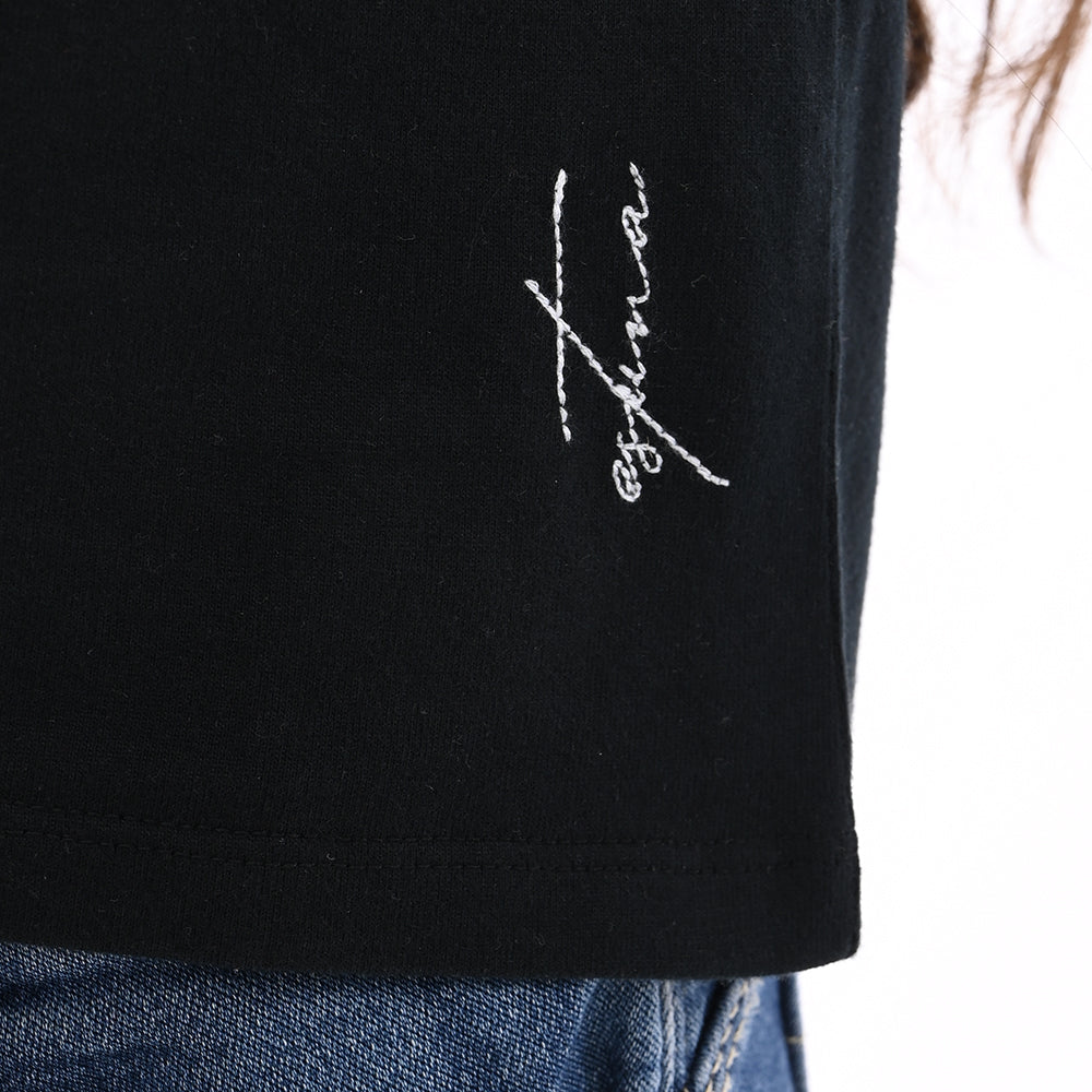 Black 100% Cotton Crew Neck Girl's T Shirt