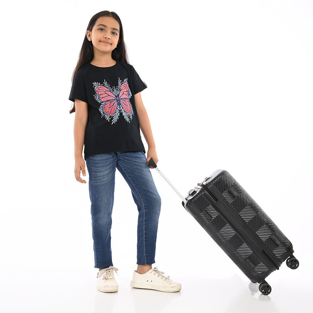 Black 100% Cotton Crew Neck Girl's T Shirt