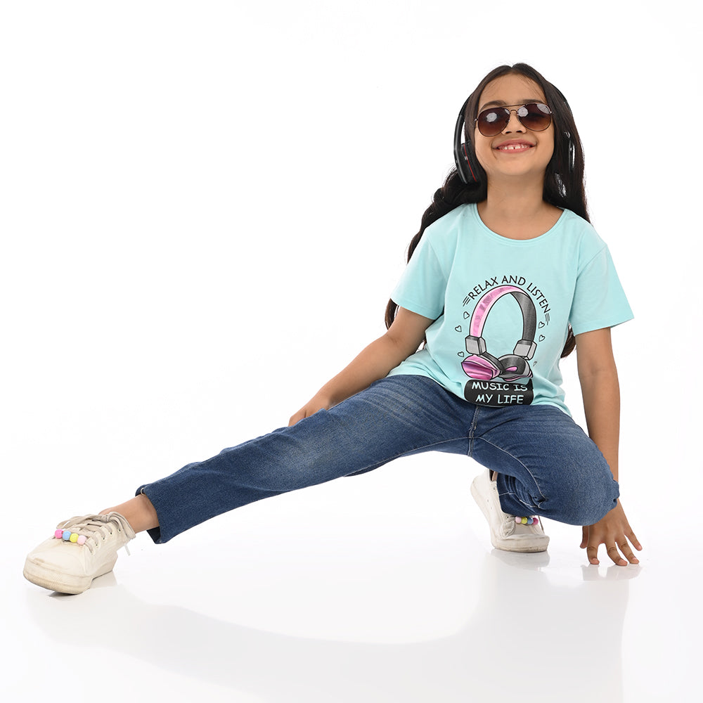 Aqva 100% Cotton Crew Neck Girl's T Shirt