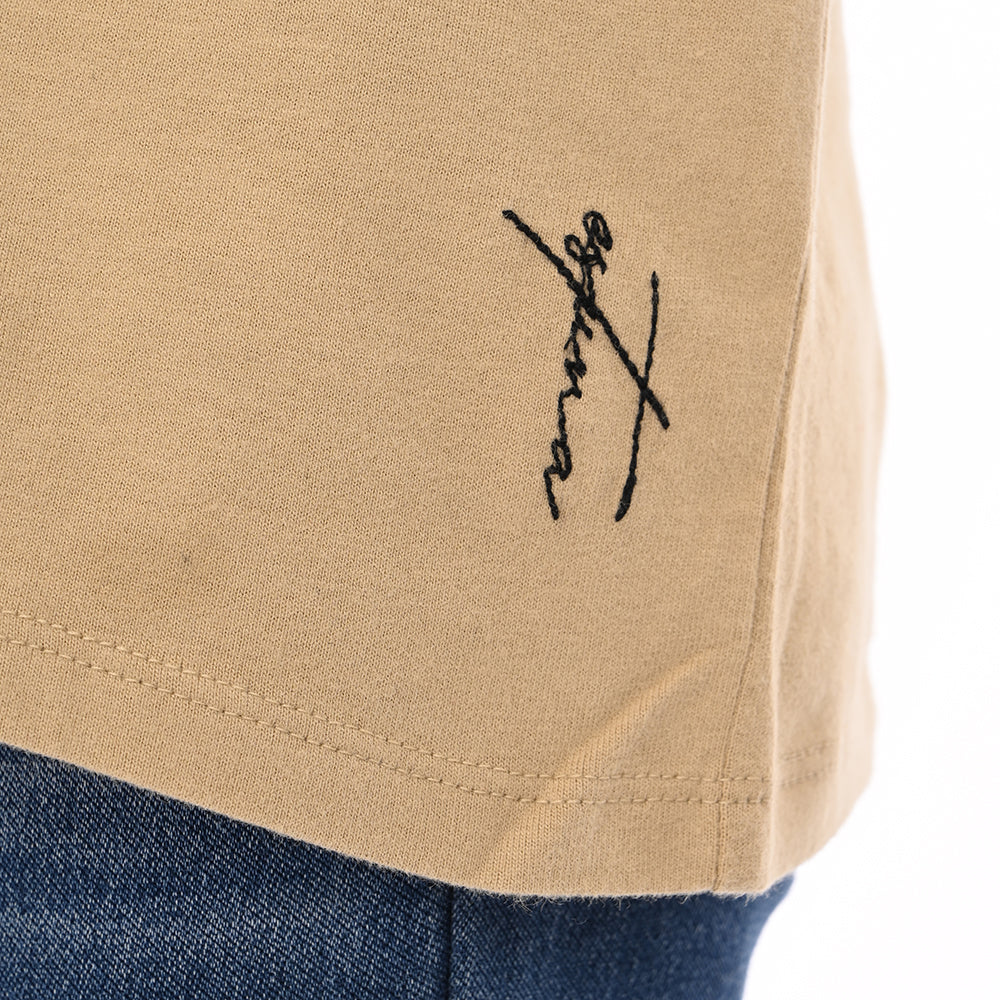 Beige 100% Cotton Crew Neck Girl's T Shirt