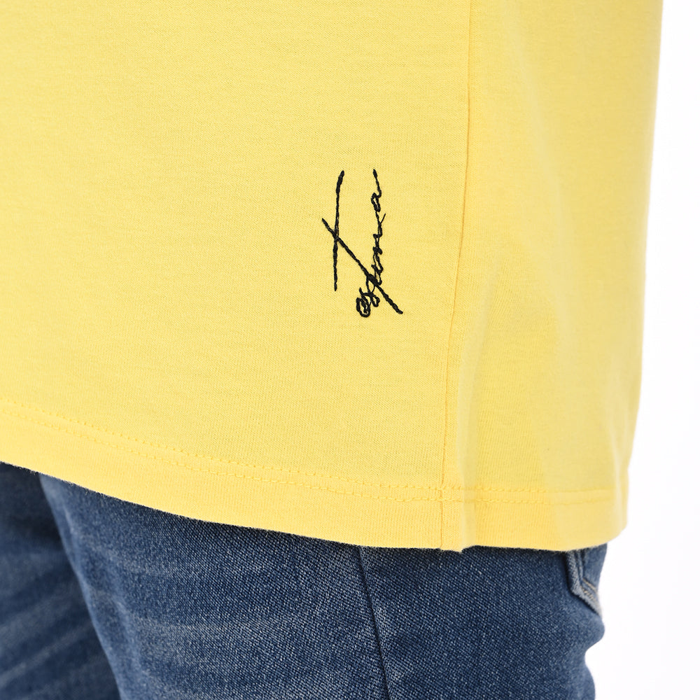 Yellow 100% Cotton Crew Neck Girl's T Shirt