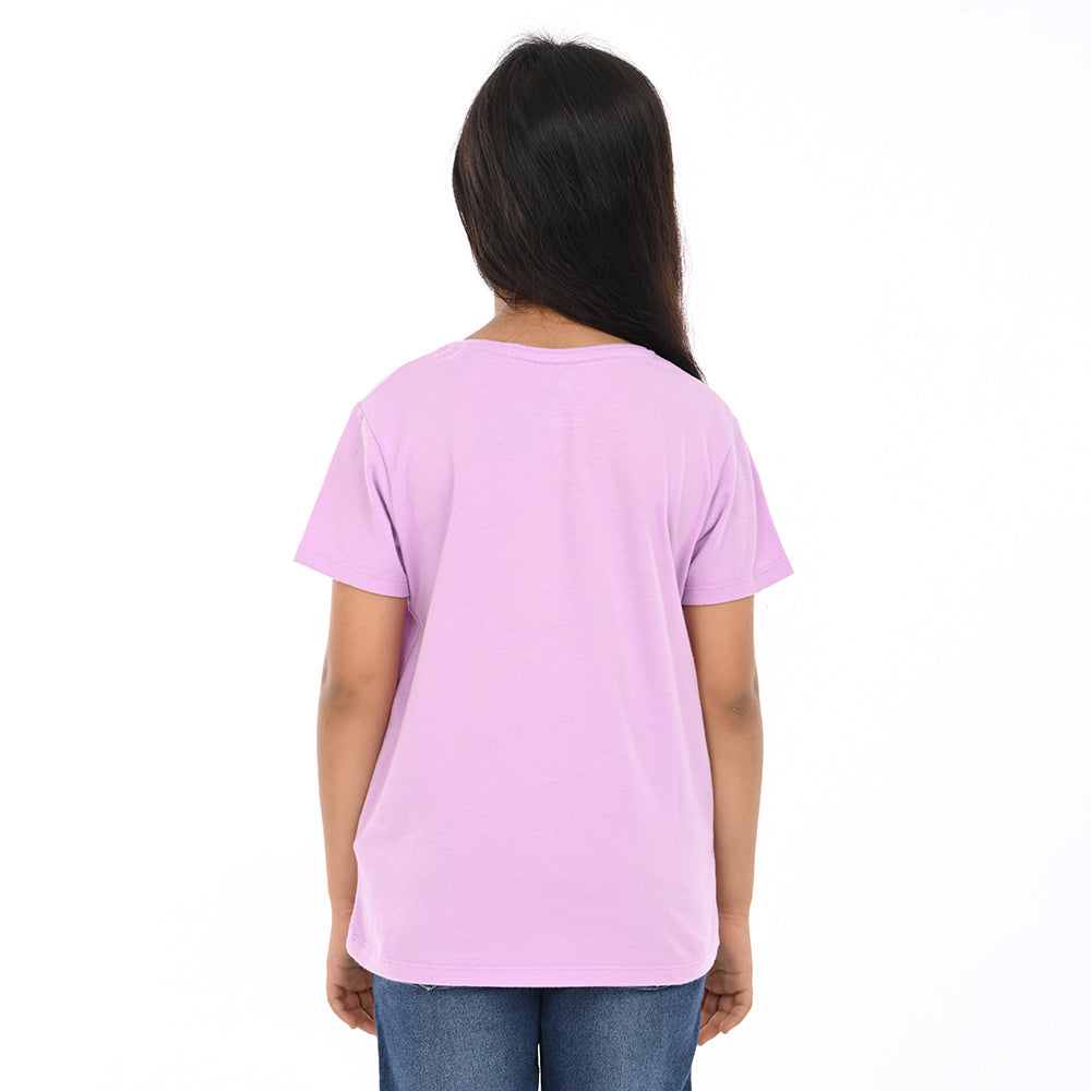 Lilac 100% Cotton Crew Neck Girl's T Shirt