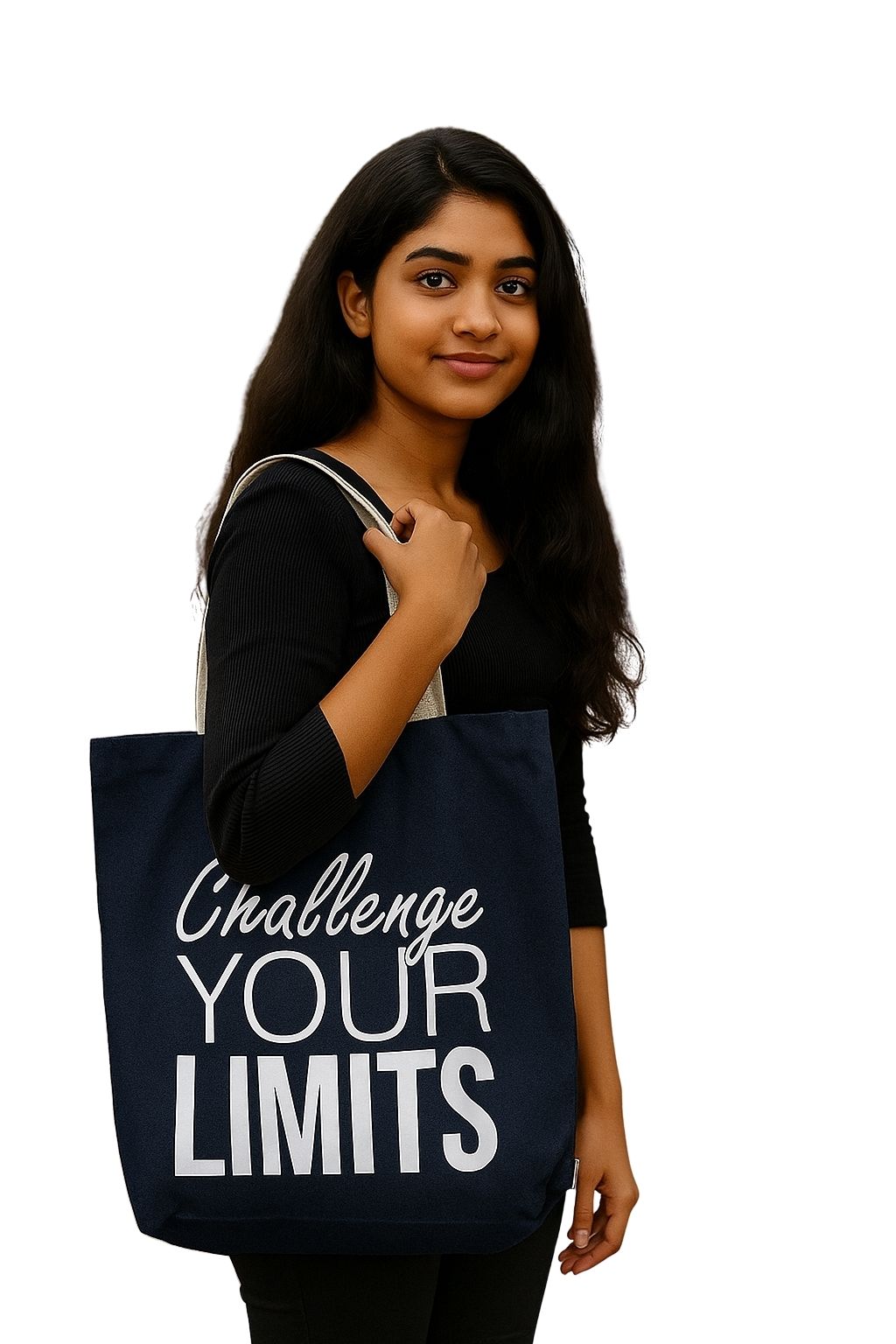 Blue Cotton Tote Bag For Women