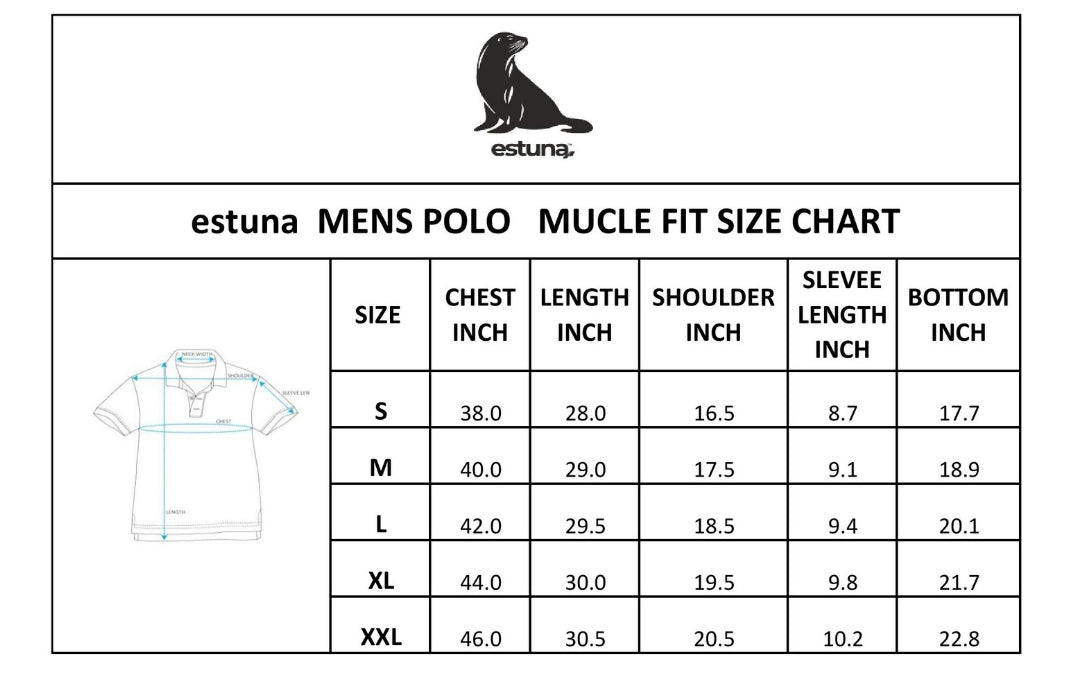 Size guide for Navy Self Craft Polo Tee for Men