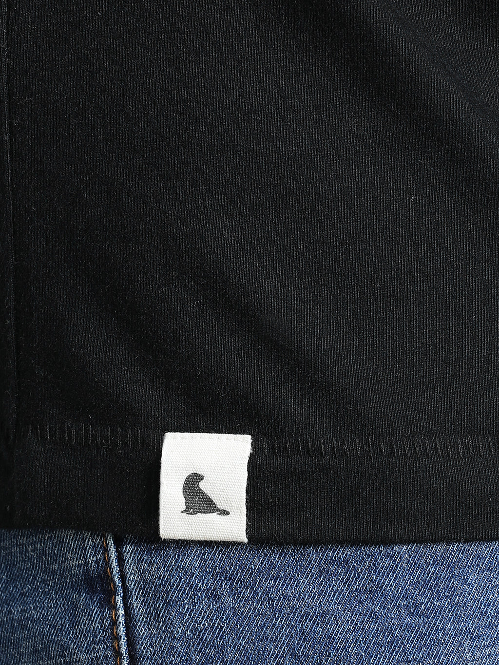 Black Cotton Crew Neck Logo T-Shirt For Men
