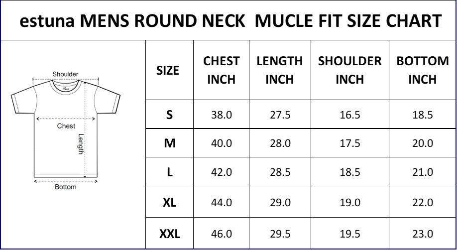 Size guide for Black Cotton Crew Neck Plain T-Shirt For Men