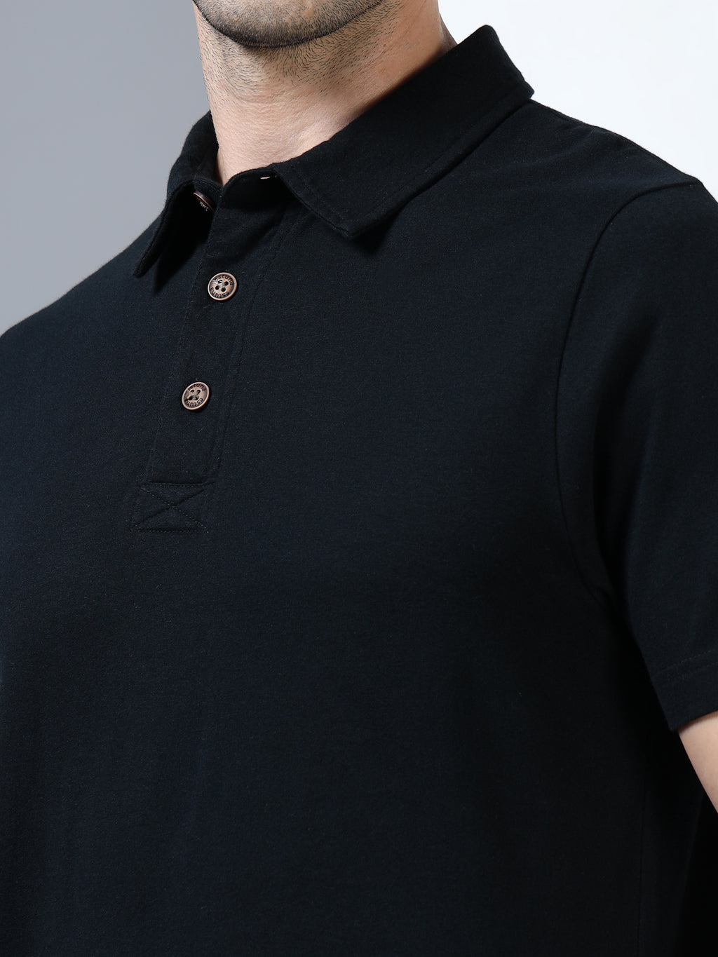 Black Self Craft Polo Tee for Men