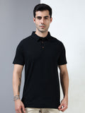 Black Self Craft Polo Tee for Men