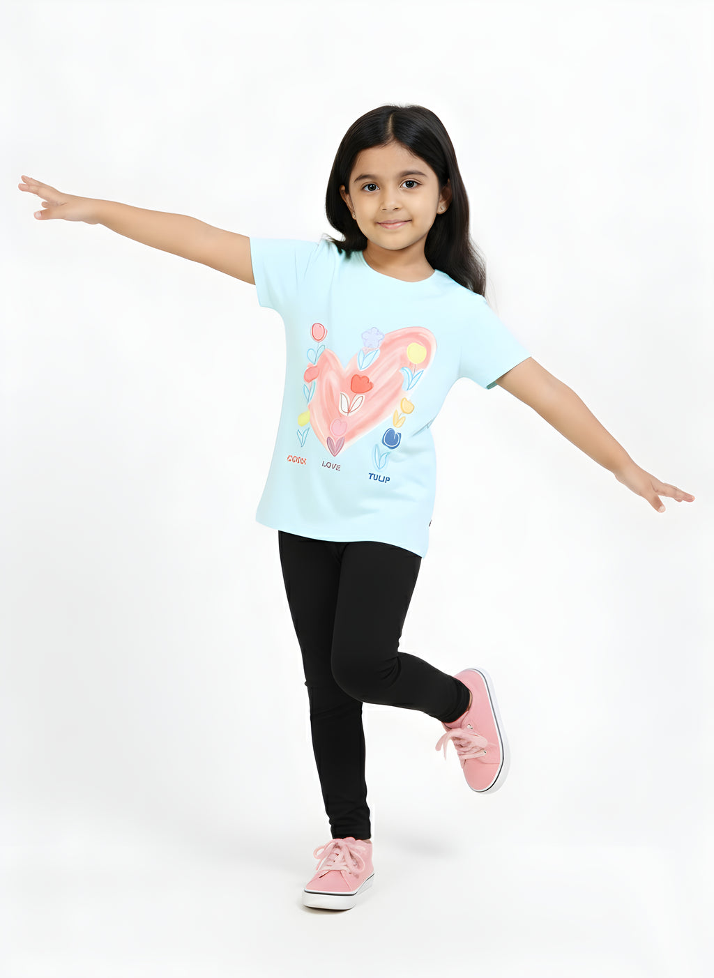 Aqua 100% Cotton Crew Neck Girl's T Shirt