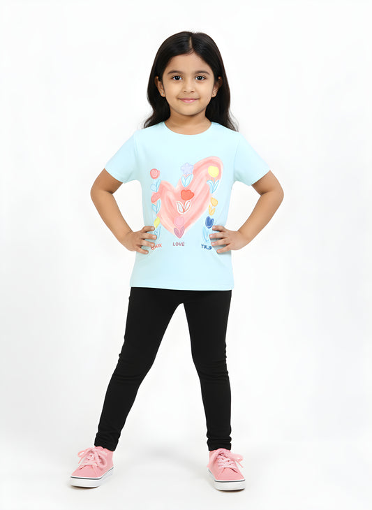 Aqua 100% Cotton Crew Neck Girl's T Shirt
