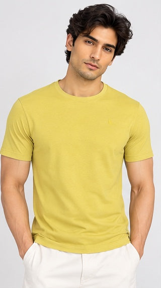 Men's Round Neck Yellow T-shirts