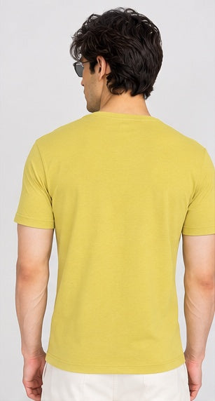 Men's Round Neck Yellow T-shirts