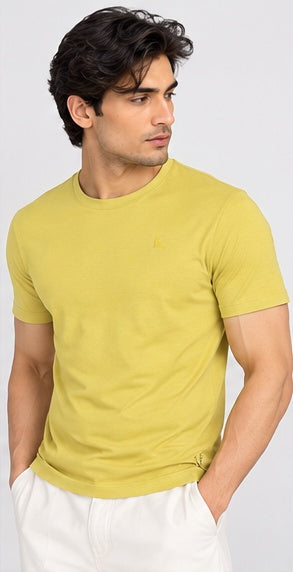 Men's Round Neck Yellow T-shirts