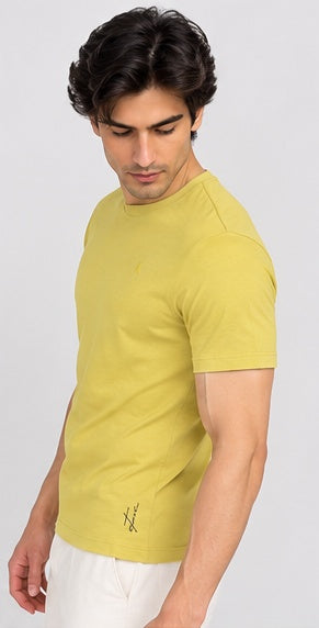 Men's Round Neck Yellow T-shirts