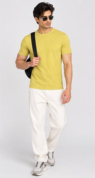 Men's Round Neck Yellow T-shirts