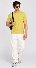 Men's Round Neck Yellow T-shirts