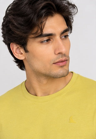 Men's Round Neck Yellow T-shirts