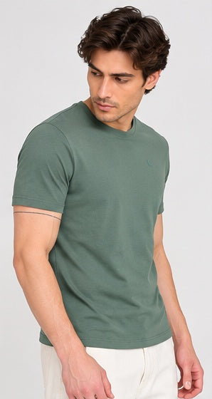 Men's Round Neck Olive T-shirts