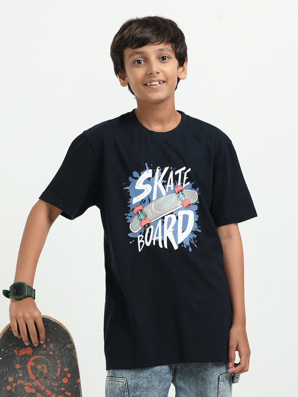 Navy 100% Cotton Crew Neck Boy's T Shirt