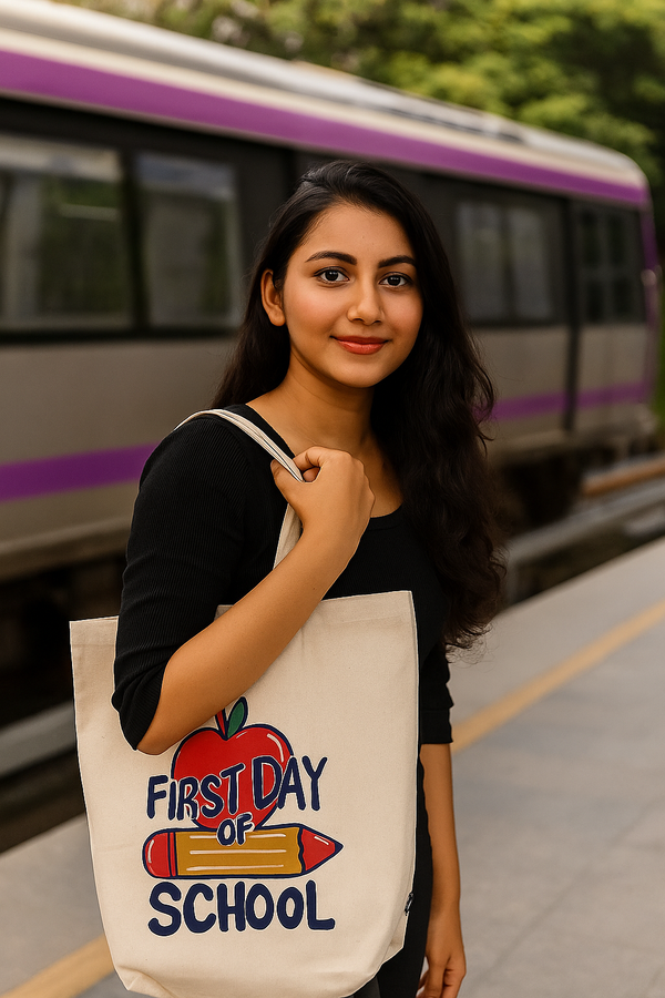 White Cotton Tote Bag For Women