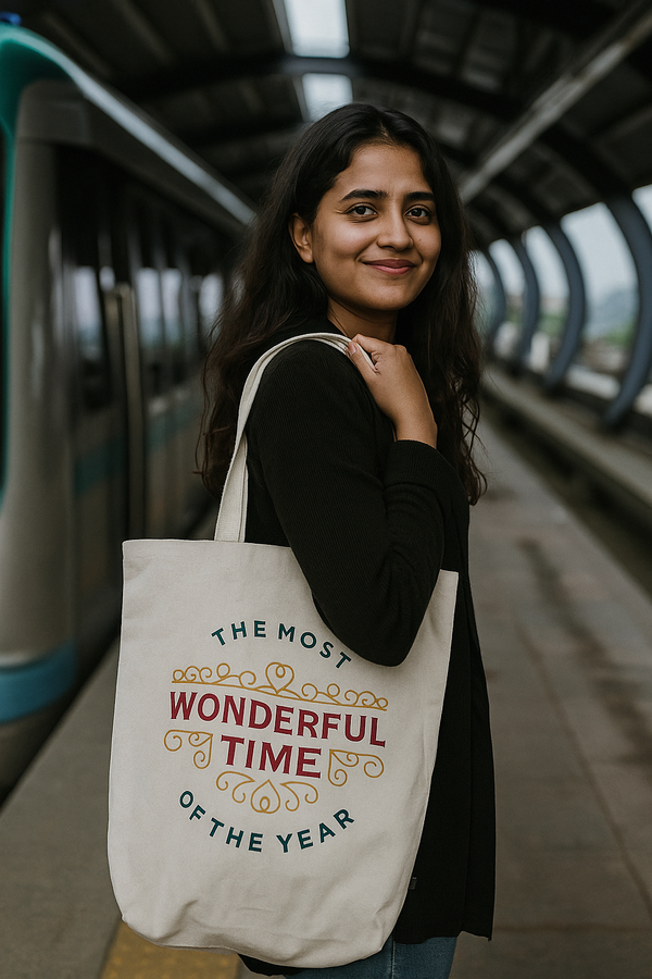 White Cotton Tote Bag For Women