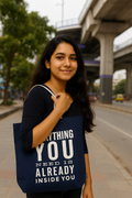 Blue Cotton Tote Bag For Women