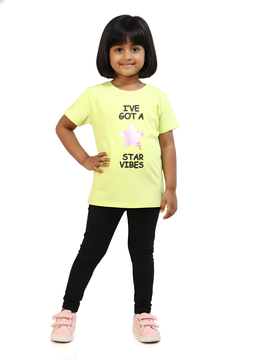 Lime 100% Cotton Crew Neck Girl's T Shirt