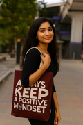 Maroon Cotton Tote Bag For Women