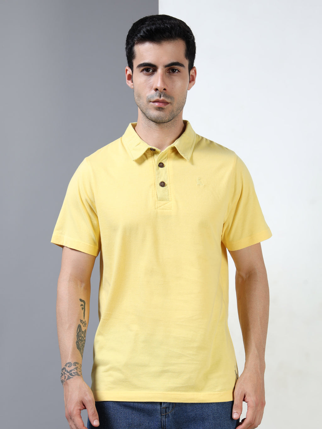 Yellow Self Craft Polo Tee for Men