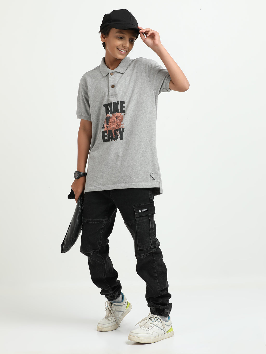 Boys Melange Polo Tee – Premium Compact Cotton | Soft, Breathable and Skin-Friendly