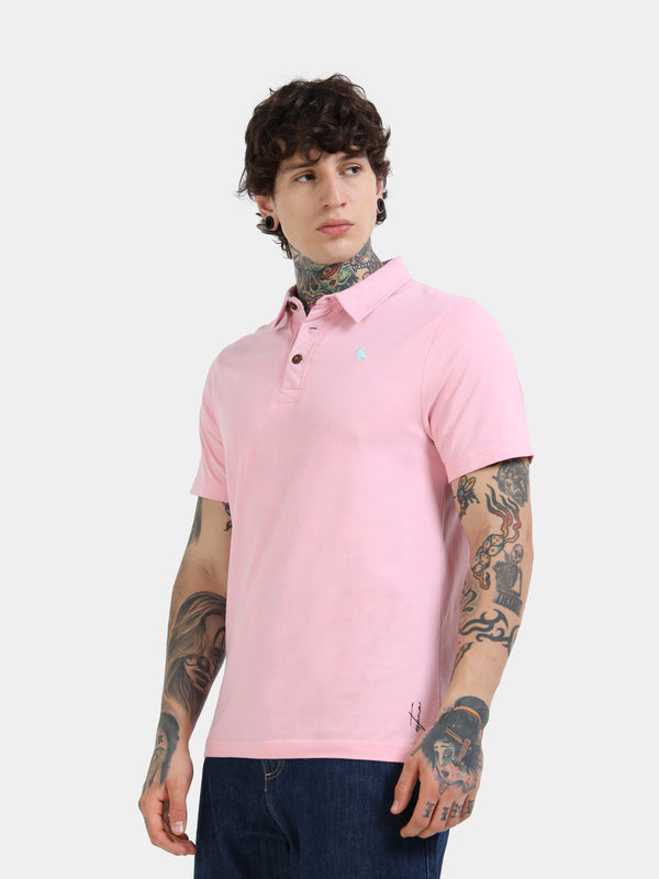 Light Pink Self Craft Polo Tee for Men