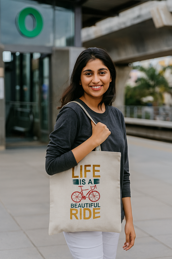 White Cotton Tote Bag For Women