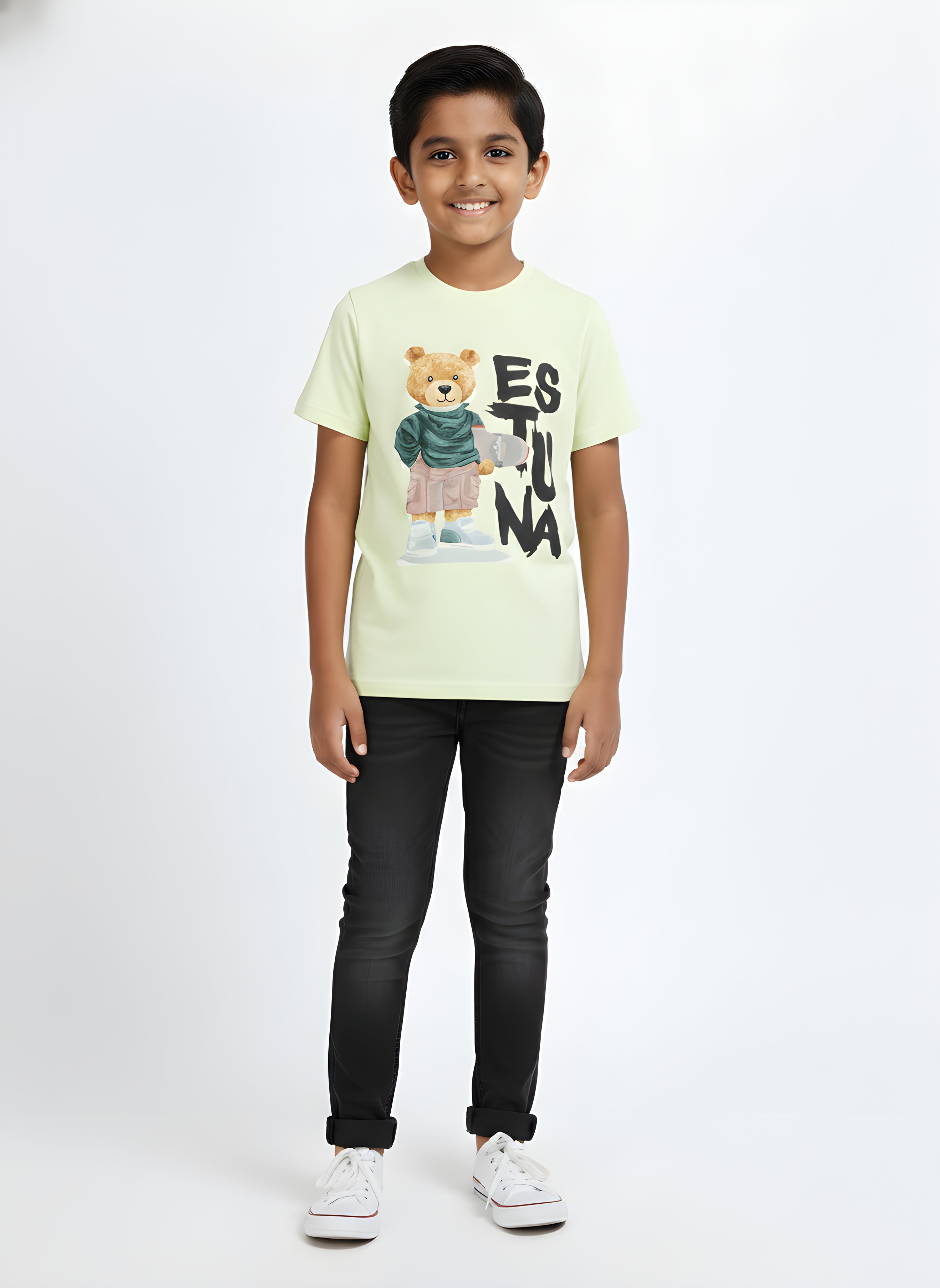 Yellow Kids  100% Cotton Crew Neck Boy's T Shirt