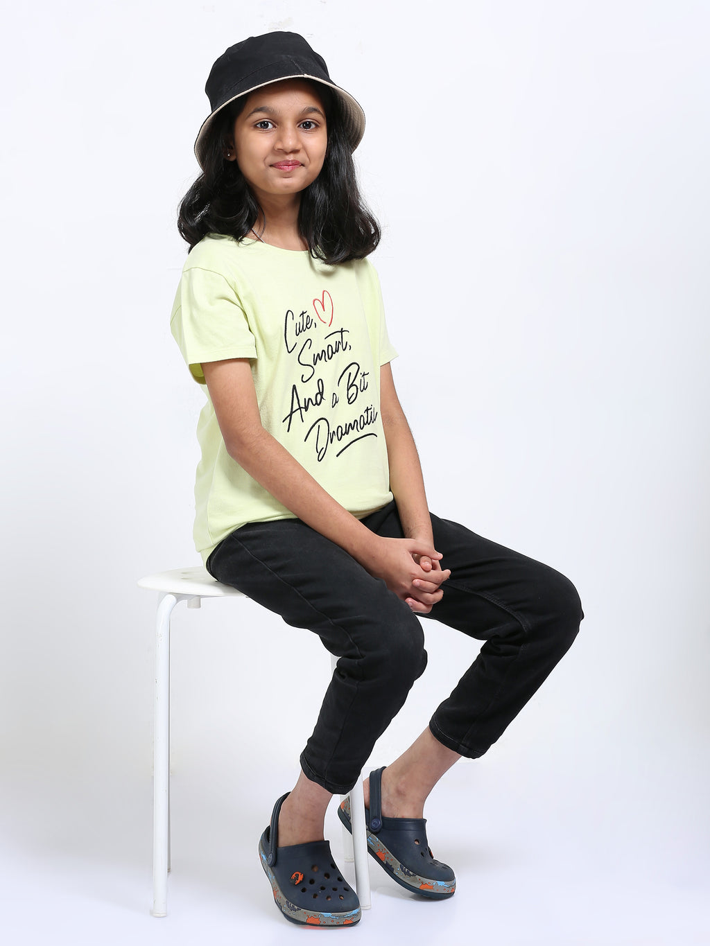 Yellow Kids 100% Cotton Crew Neck Girl's T Shirt