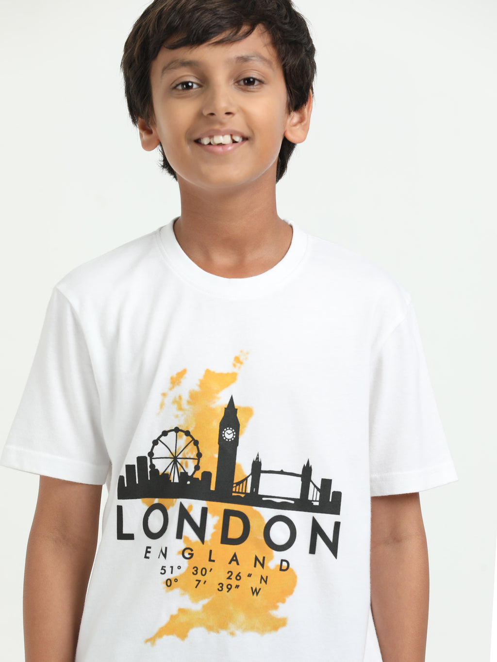 White 100% Cotton Crew Neck Boy's T Shirt