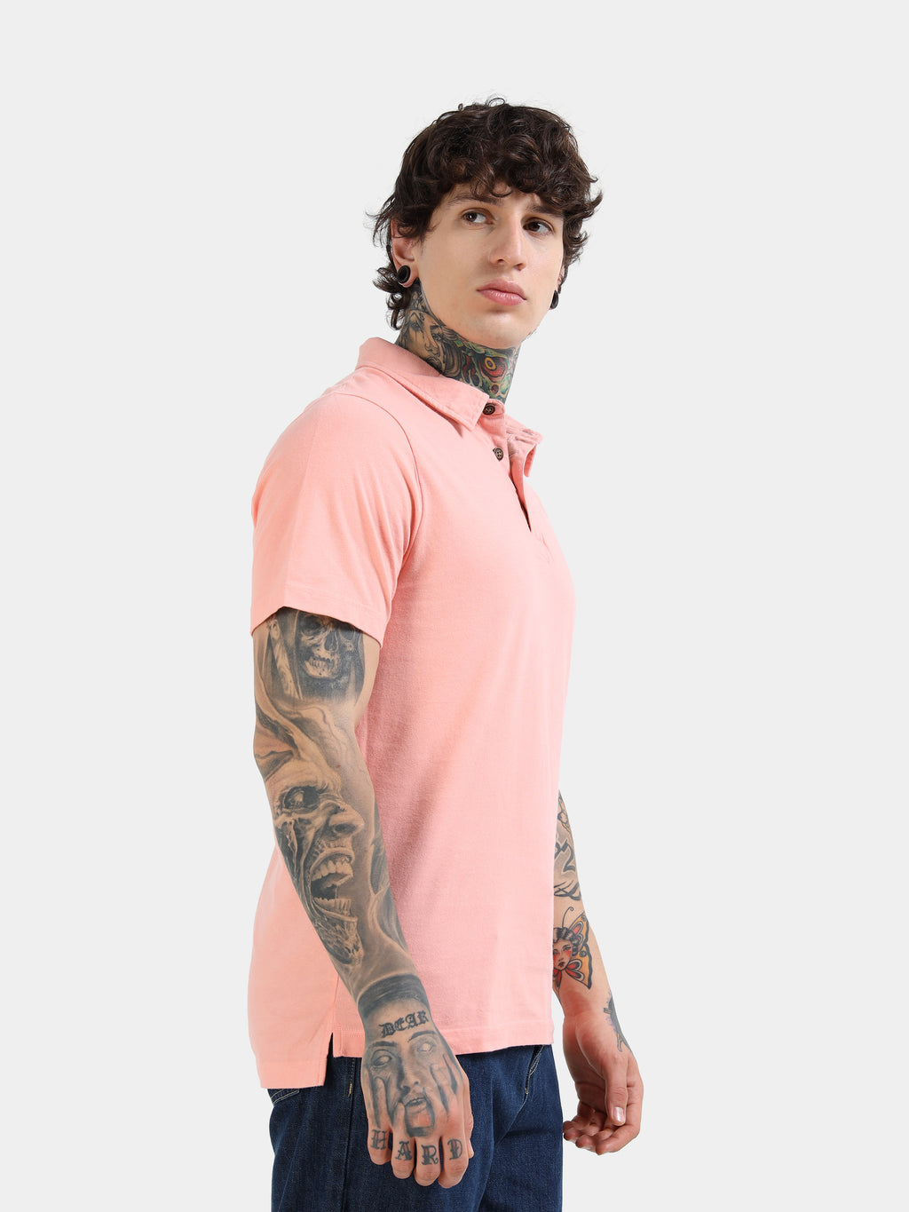 Peach Self Craft Polo Tee for Men