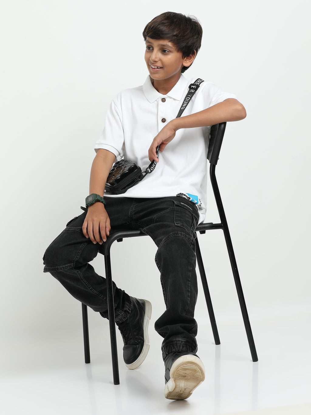 Boys White Polo Tee – Premium Compact Cotton | Soft, Breathable and Skin-Friendly