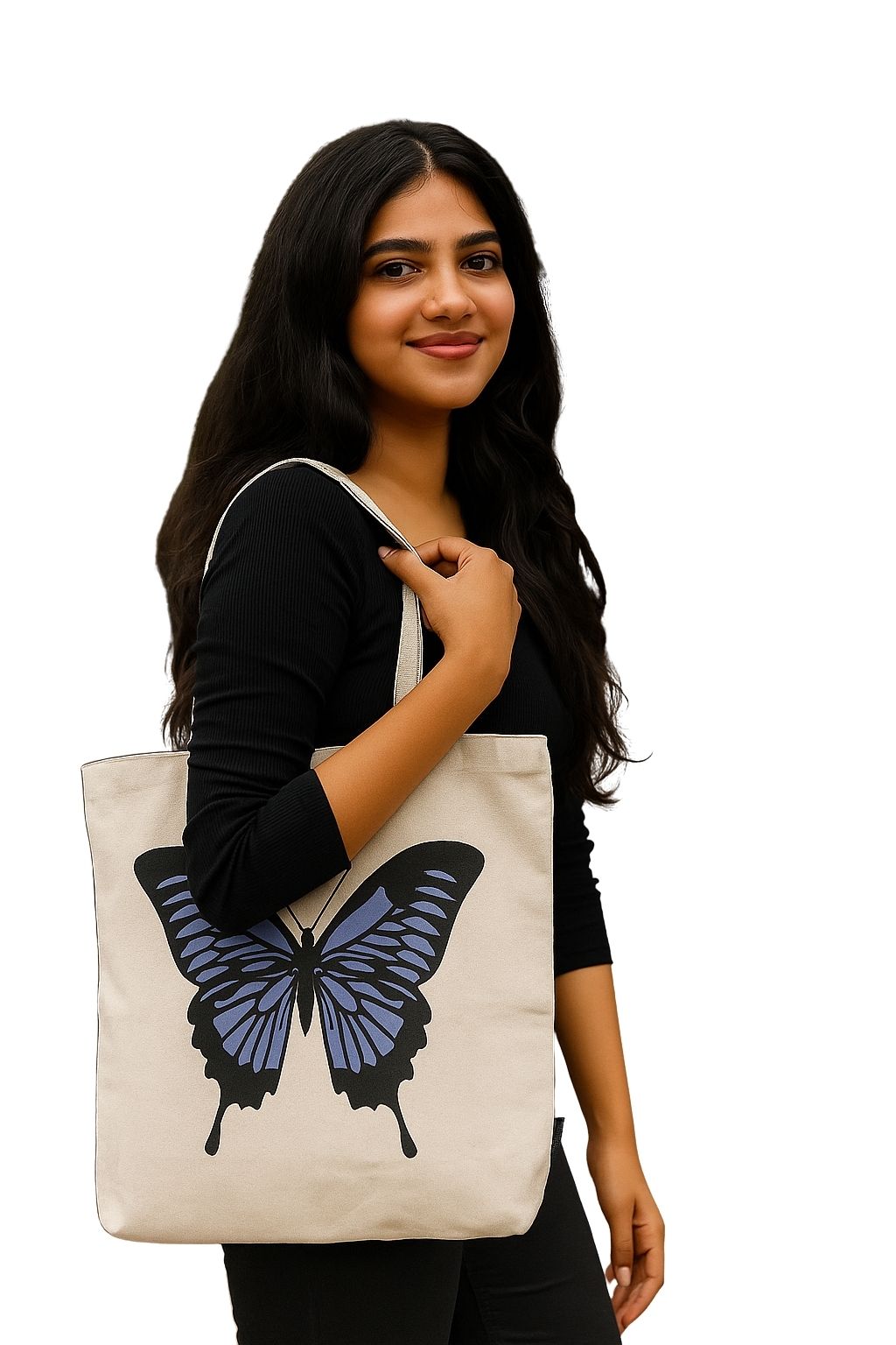 White Cotton Tote Bag For Women