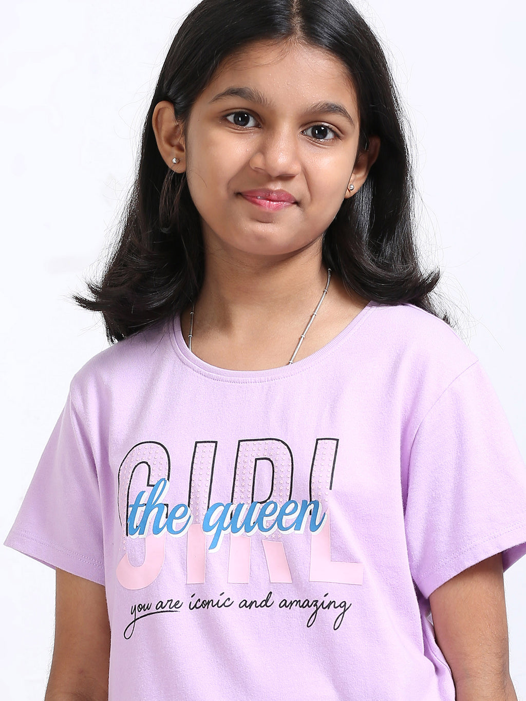 Lilac 100% Cotton Crew Neck Girl's T Shirt
