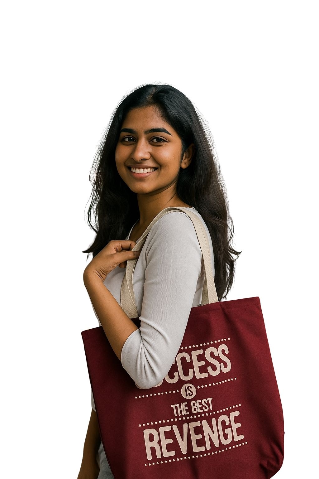 Maroon Cotton Tote Bag For Women