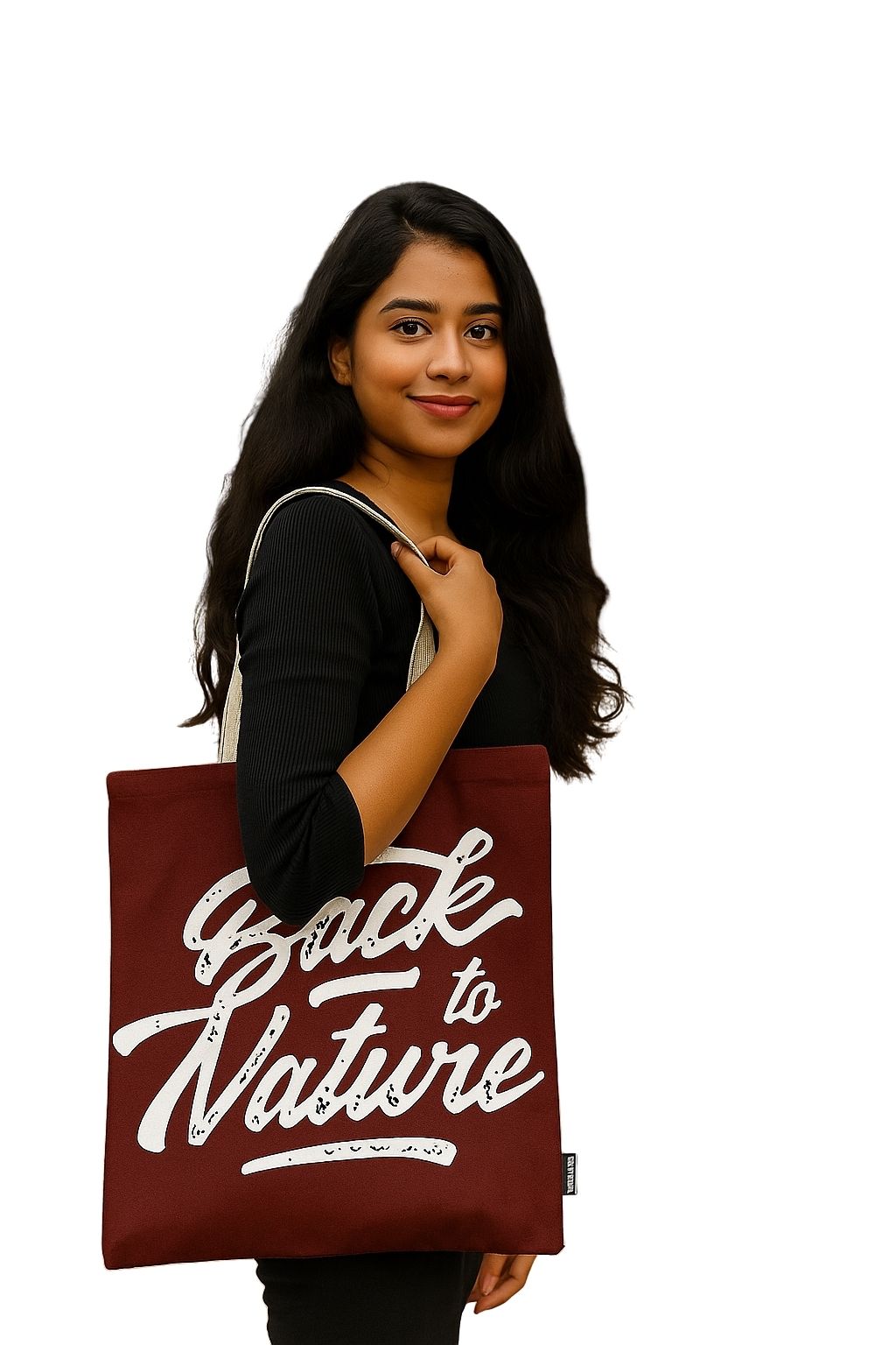 Maroon Cotton Tote Bag For Women