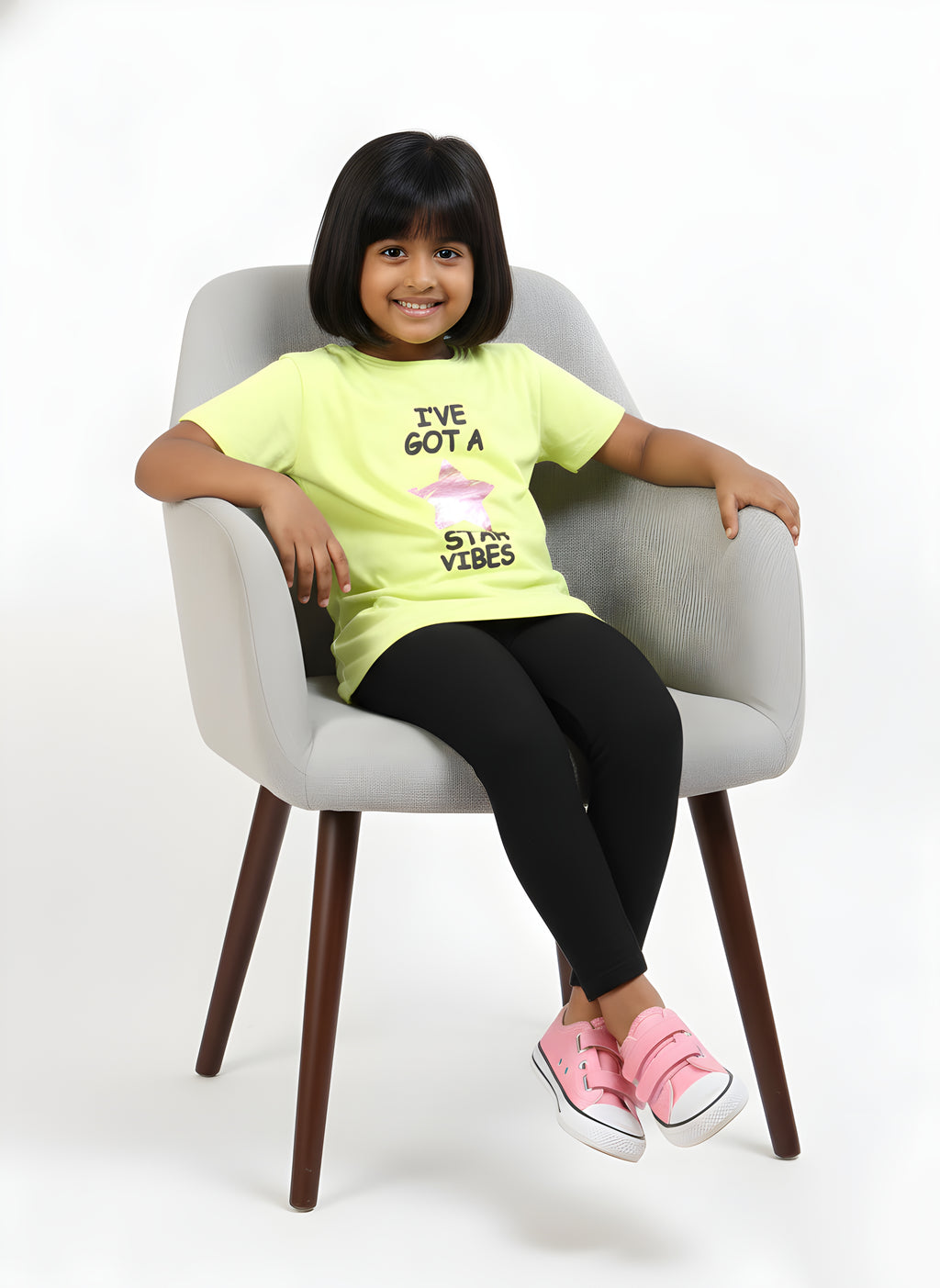 Lime 100% Cotton Crew Neck Girl's T Shirt