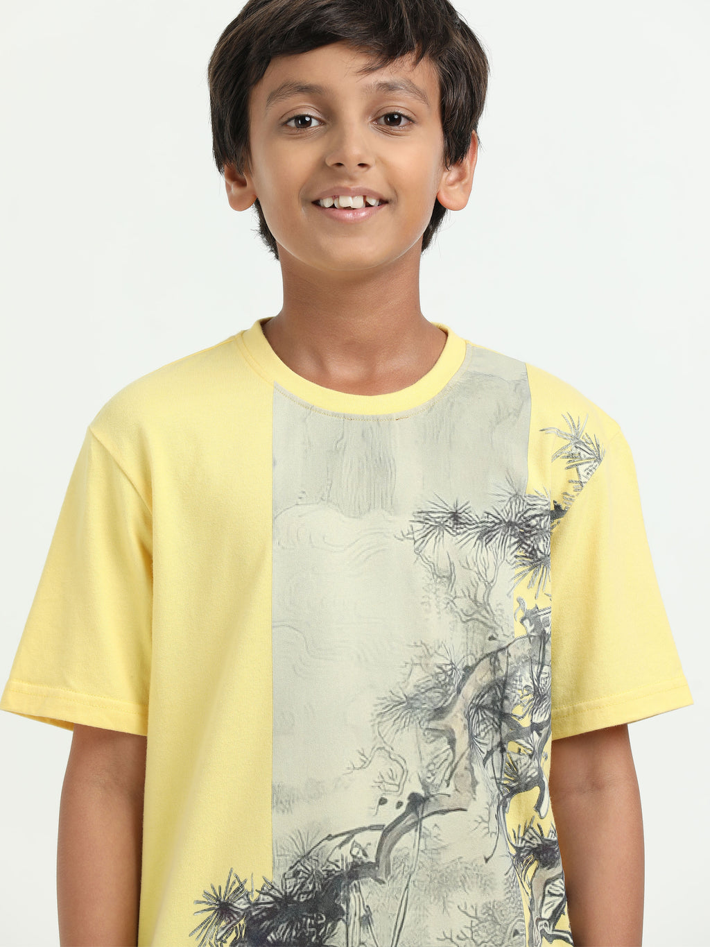 Yellow 100% Cotton Crew Neck Boy's T Shirt