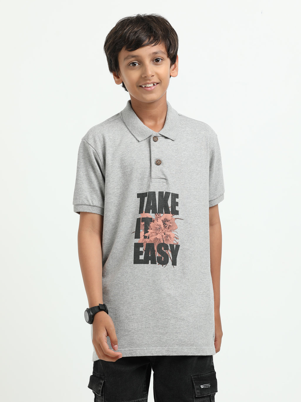 Boys Melange Polo Tee – Premium Compact Cotton | Soft, Breathable and Skin-Friendly